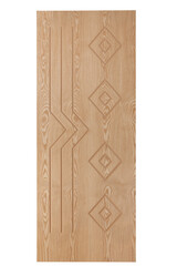 Closed wood door isolated in white background
