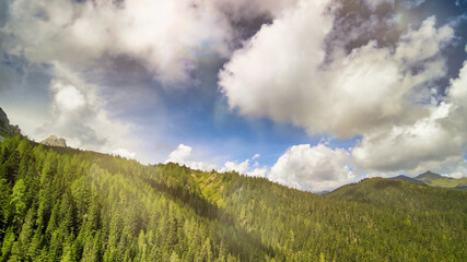 Aerial panoramic view of Val Sesis Mountains, Italy