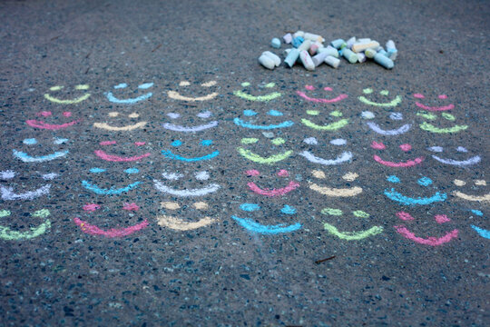 Lots of chalk smiles on the driveway