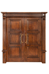 Door made of wood isolated on white background.