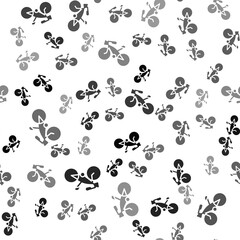Black Bicycle icon isolated seamless pattern on white background. Bike race. Extreme sport. Sport equipment. Vector.