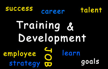 Training & Development written on black background