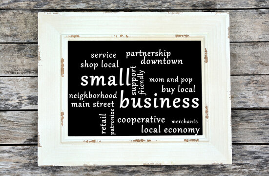 Small business written on chalkboard