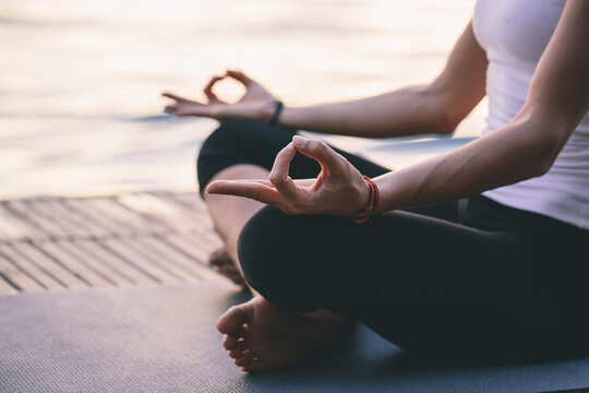 Woman doing yoga outdoors