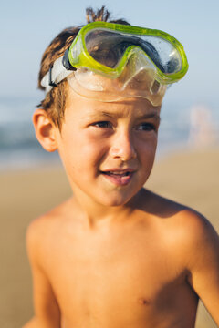 Portrait of a boy with snorkeling mask