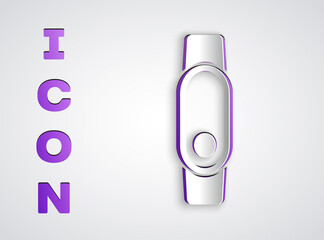 Paper cut Smartwatch icon isolated on grey background. Paper art style. Vector.