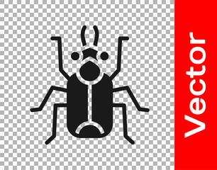 Black Beetle bug icon isolated on transparent background. Vector.