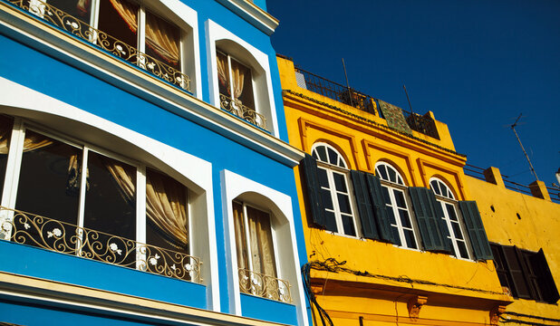 Colorful buildings in Tangiers