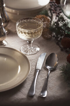 Table set for Christmas night.