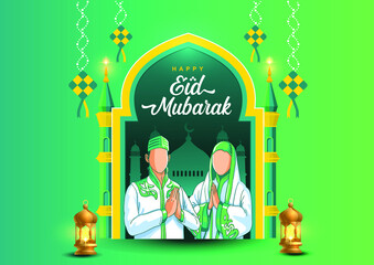Greeting card of Eid Mubarak Islamic holiday