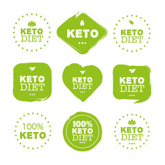 Keto diet, great design for any purposes. Food logo. Paleo diet healthy eating concept. Logo, icon, label. Isolated background. Vector illustration.