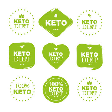 Keto diet, great design for any purposes. Food logo. Paleo diet healthy eating concept. Logo, icon, label. Isolated background. Vector illustration.