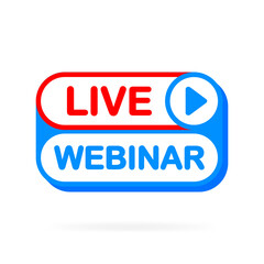 Live banner in flat style on white background. Social media concept. Live, free, video tutorials, webinar, webcast, stream, streaming, football. Vector illustration.