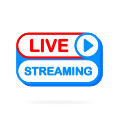 Live banner in flat style on white background. Social media concept. Live, free, video tutorials, webinar, webcast, stream, streaming, football. Vector illustration.