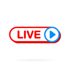 Live banner in flat style on white background. Social media concept. Live, free, video tutorials, webinar, webcast, stream, streaming, football. Vector illustration.