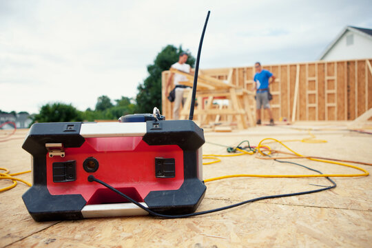 Construction: Radio with Workers In Background