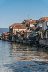 The old town of Combarro has the largest collection of horreos (typical granaries) and Cruceiros (traditional Calvary sculptures) in Galicia, the town is near Sanxenxo, Pontevedra, Spain.