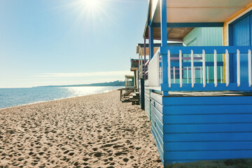blue bathing hut at Mt Martha, Victoria, Australia