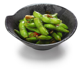 spicy garlic chili edamame, asian snack