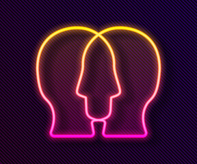 Glowing neon line Project team base icon isolated on black background. Business analysis and planning, consulting, team work, project management. Developers. Vector.