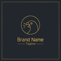 Talking parrot golden playful logo design template
