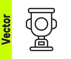 Black line Award cup icon isolated on white background. Winner trophy symbol. Championship or competition trophy. Sports achievement sign. Vector.