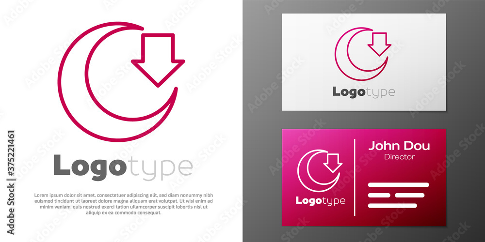 Poster Logotype line Moon icon isolated on white background. Logo design template element. Vector.