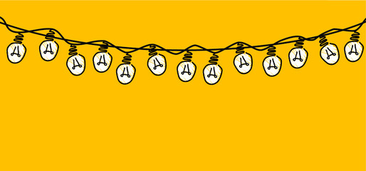 Dangle string lights vector. Colored bulb, bright string lights signs. Festive holiday decoration garland glowing light bulbs for the street home party lights. Think big Ideas. Christmas  (xmas)