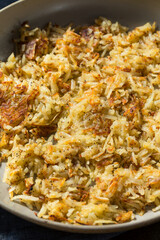 Homemade Fried Shredded Hashbrowns and Eggs