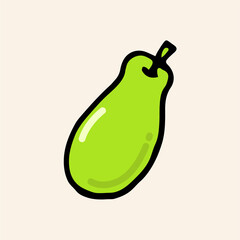 pear isolated on white background. cartoon style. Modern scribble for kids, sticker, clip art. Simple sketch drawn with pen. Green pear vector illustration. Hand drawn vector. colorful doodle art. 