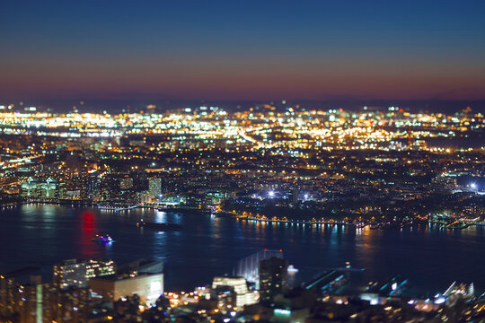 High view of New York at dusk