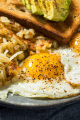 Homemade Fried Shredded Hashbrowns and Eggs