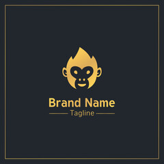 Monkey head golden personable logo design template