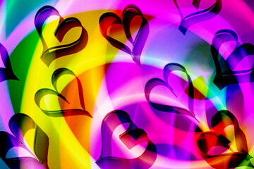Abstract Vibrant Neon Paper Card Heart Shapes