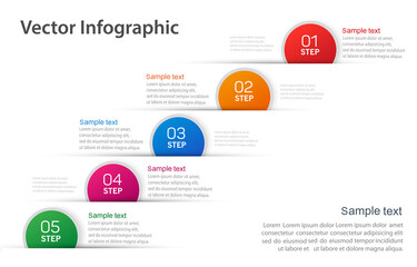  Business vector infographic with 5 steps, options, parts or processes for presentation
