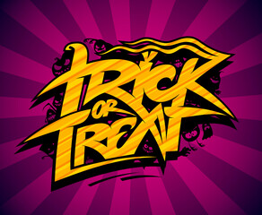 Trick or treat halloween poster, party invitation card or web banner