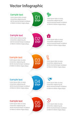  Business vector infographic with 5 steps, options, parts or processes for presentation