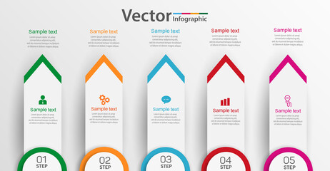  Business vector infographic with 5 steps, options, parts or processes for presentation