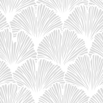 Vector seamless pattern with hand drawn ginkgo biloba leaves. Beautiful asian style design for textile, wallpaper, wrapping