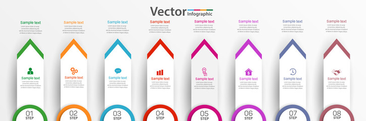 Abstract infographics number options template with  8 steps . Can be  used for workflow layout, diagram, business  options, banner, web design. Vector Eps  10