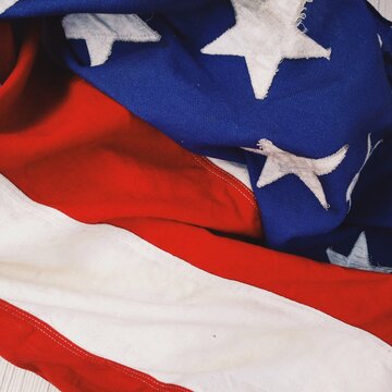 Close up of an old vintage American flag