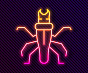 Glowing neon line Termite icon isolated on black background. Vector.