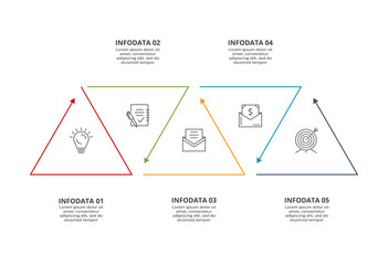 Business data visualization. Process chart. Elements of graph, diagram with 5 steps, options, parts or processes.