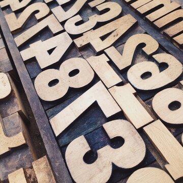 Vintage wooden letter printing blocks