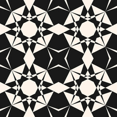 Vector ornamental geometric seamless pattern. Elegant black and white geometrical texture. Simple monochrome background with grid, net, octagons, diamonds. Repeat design for decor, fabric, print