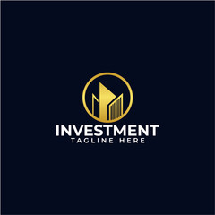 Real Estate Business investment Logo Design. Golden Color vector Logo Design Template.