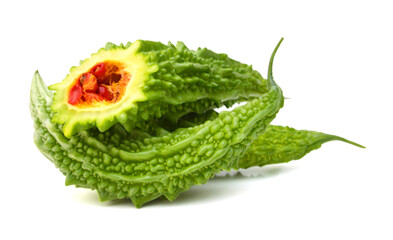 Balsam pear melon on white