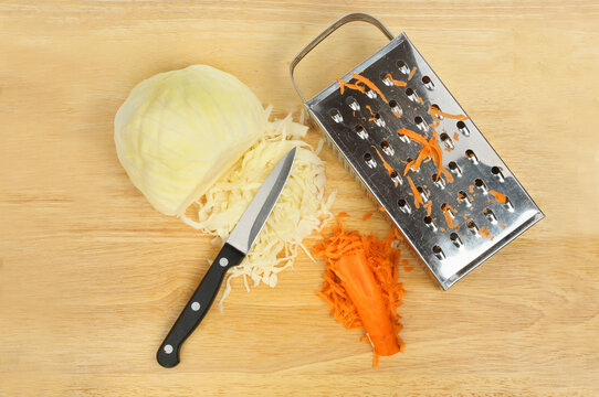 Coleslaw Ingredients On A Board