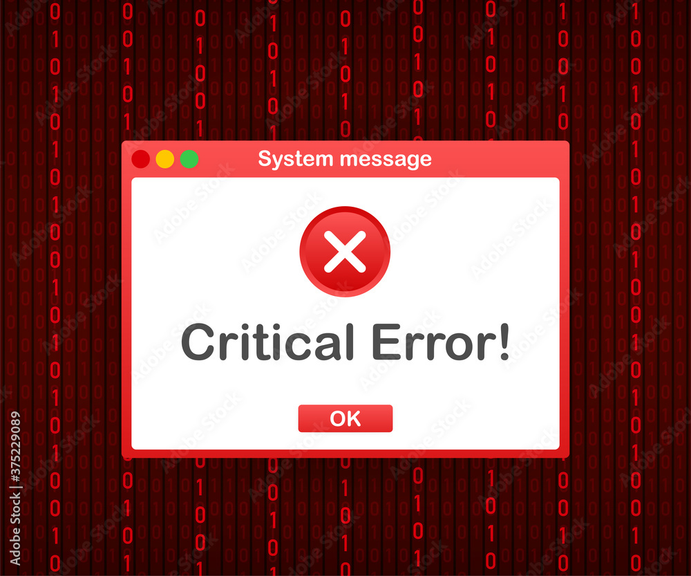 Poster vintage user interface. critical error warning message. vector stock illustration.