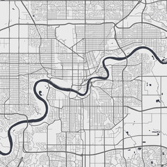 Fototapeta premium Urban city map of Edmonton. Vector poster. Grayscale street map.